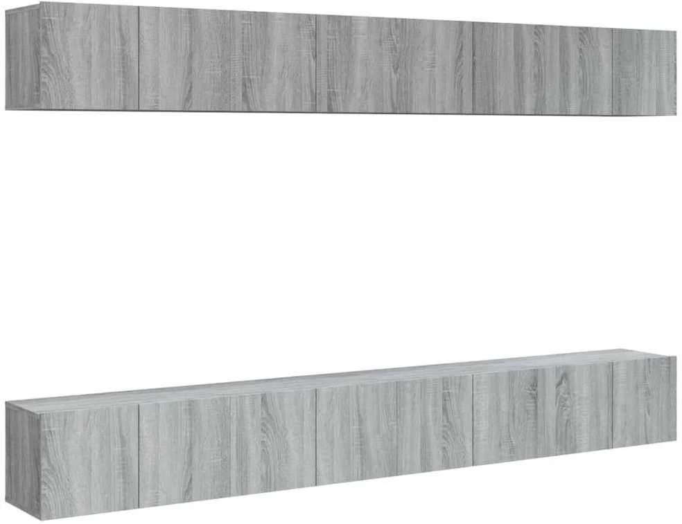 TV staliukas TV spintelės, 8vnt., pilkos ąžuolo, 60x30x30cm, mediena