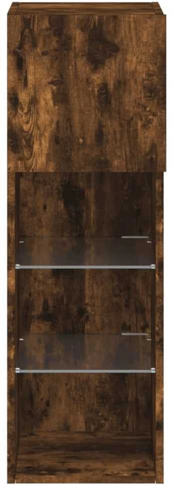 TV staliukas TV spintelės su LED, 2vnt., dūminio ąžuolo, 30,5x30x90cm