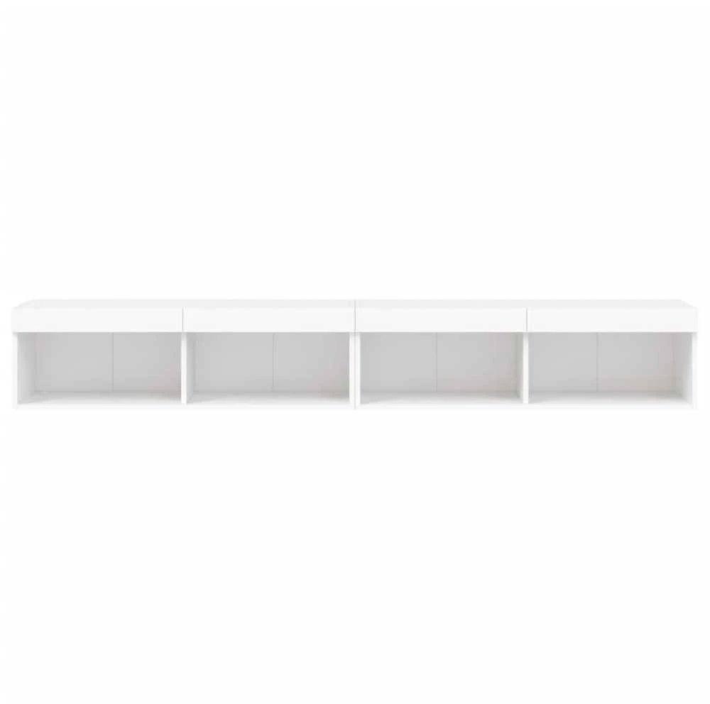 TV staliukas TV spintelės su LED lemputėmis, 2vnt., baltos, 100x30x30cm