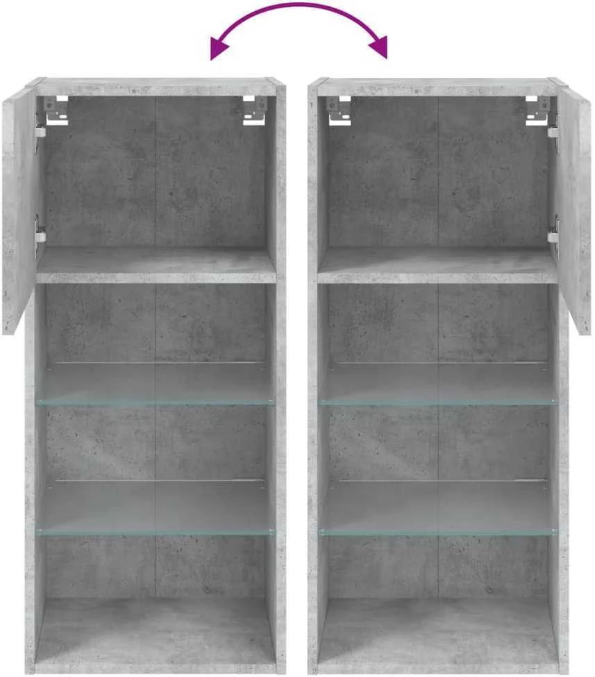 TV staliukas TV spintelės su LED lemputėmis, 2vnt., betono, 40,5x30x90cm