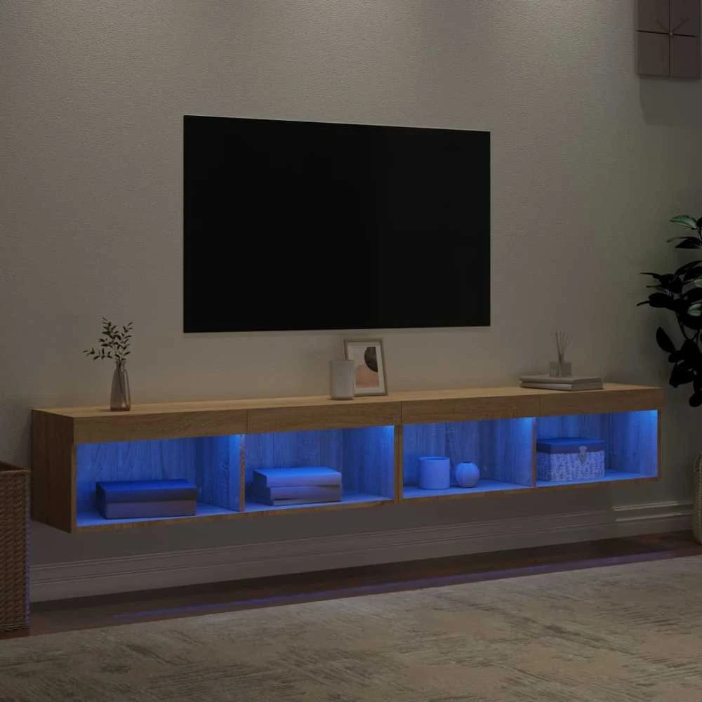 TV staliukas TV spintelės su LED lemputėmis, 2vnt., ąžuolo, 100x30x30cm