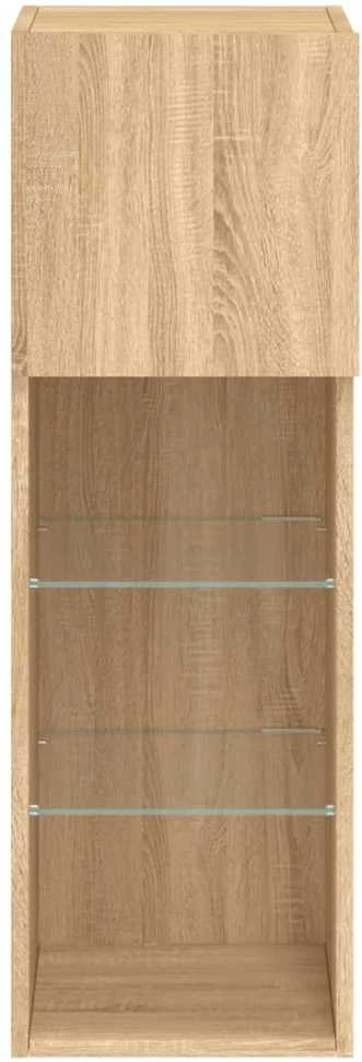 TV staliukas TV spintelės su LED lemputėmis, 2vnt., ąžuolo, 30,5x30x90cm