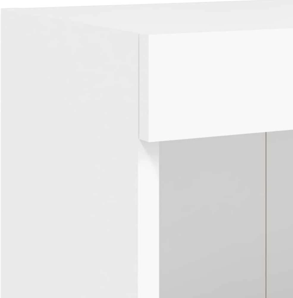 TV staliukas TV spintelės su LED lemputėmis, 2vnt., baltos, 100x30x30cm