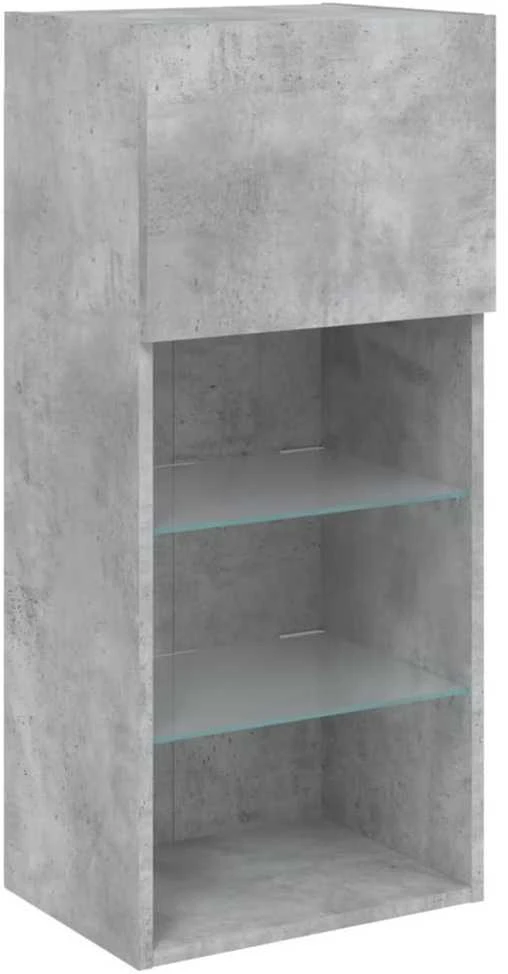 TV staliukas TV spintelės su LED lemputėmis, 2vnt., betono, 40,5x30x90cm
