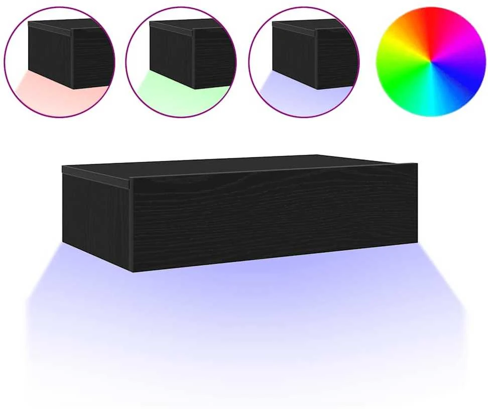 TV staliukas TV spintelės su LED lemputėmis, 2 vnt., juodo ąžuolo spalvos, 60x35x15,5 cm