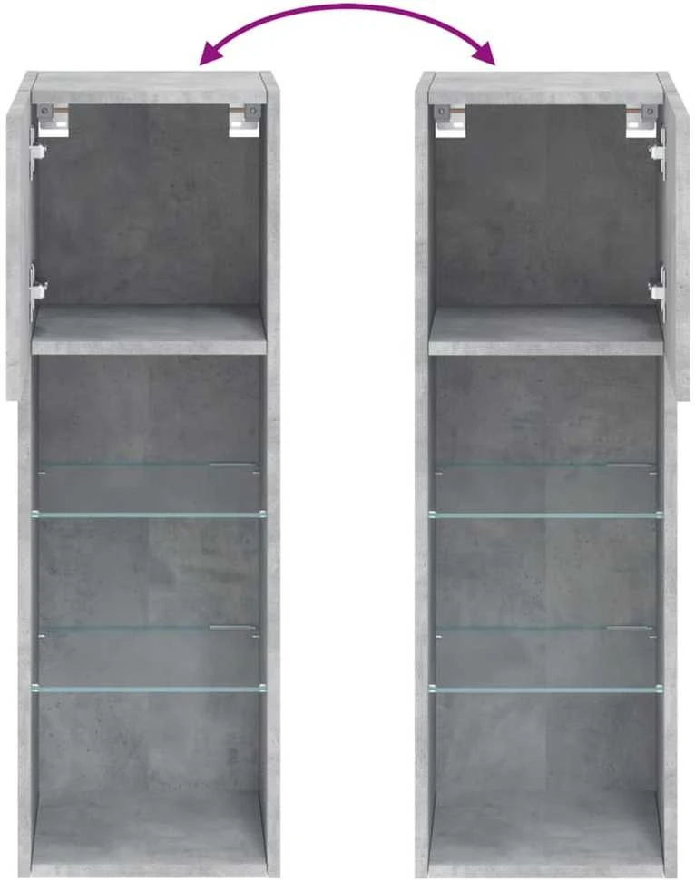 TV staliukas TV spintelės su LED lemputėmis, 2vnt., betono, 30,5x30x90cm