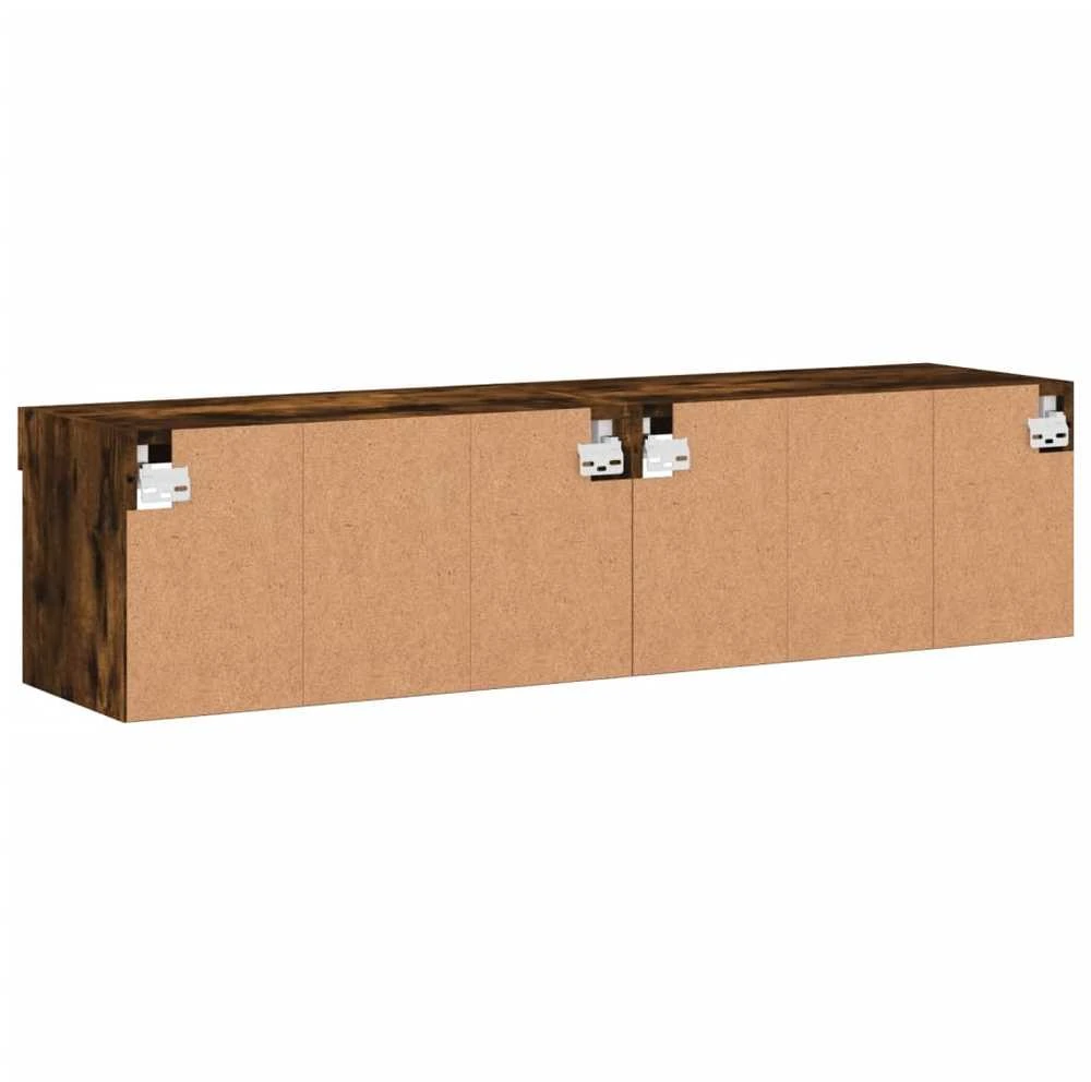 TV staliukas TV spintelės su LED lemputėmis, 2vnt., dūminės, 60x30x30cm