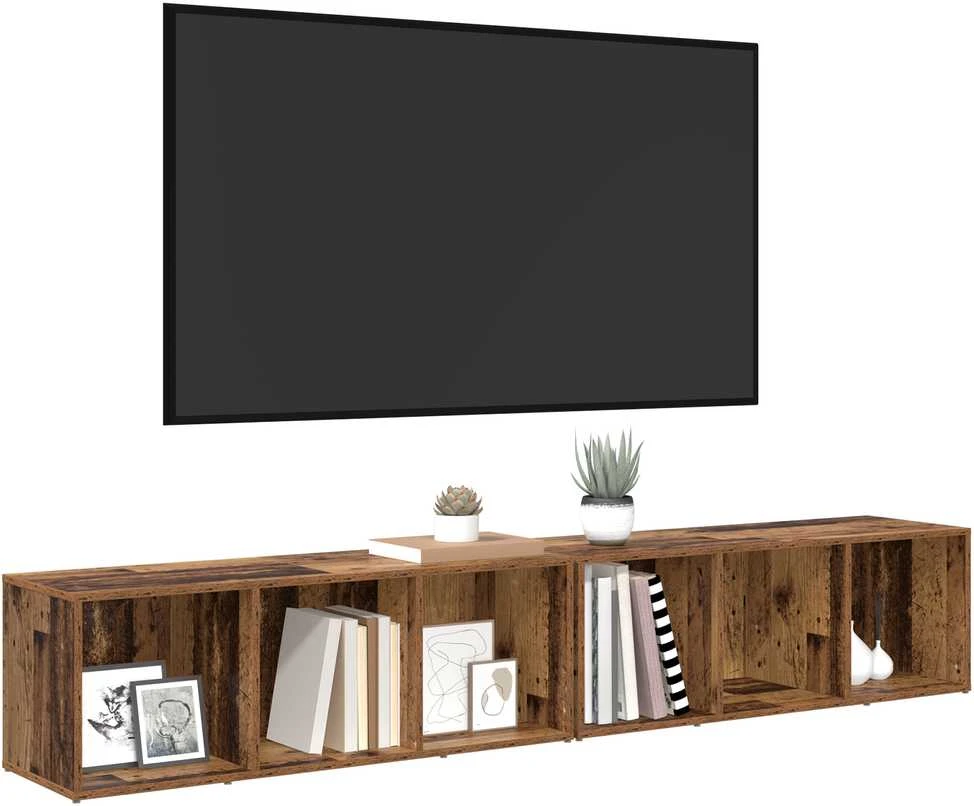 TV staliukas TV spintelių komplektas 2 vnt. Senovinis medis Apdirbta mediena