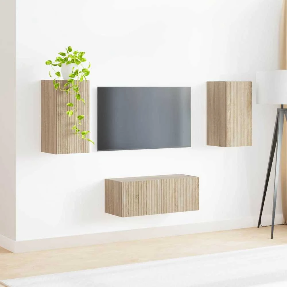 TV staliukas TV spintelių komplektas 2 vnt. Sonoma ąžuolas Apdirbta mediena