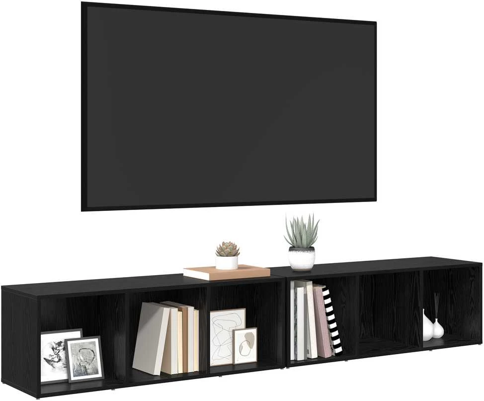 TV staliukas TV spintelių komplektas 2 vnt. Juodas ąžuolas Apdirbta mediena