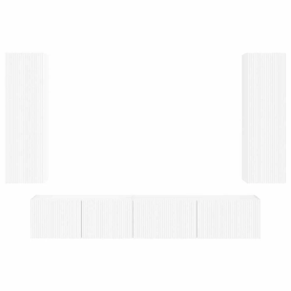 TV staliukas TV spintelių komplektas 3 pcs Balta Apdirbta mediena
