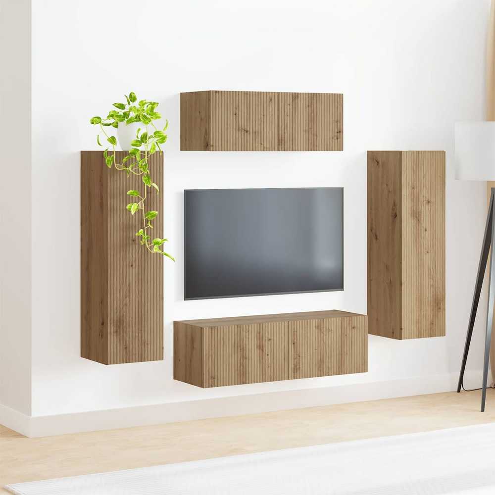 TV staliukas TV spintelių komplektas 3 vnt. Amatininkų ąžuolas