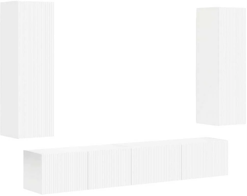 TV staliukas TV spintelių komplektas 3 pcs Balta Apdirbta mediena