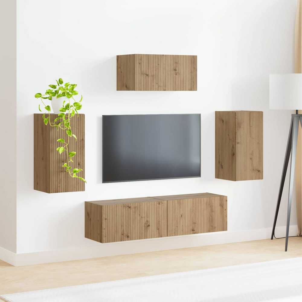 TV staliukas TV spintelių komplektas 5 vnt. Amatininkų ąžuolas