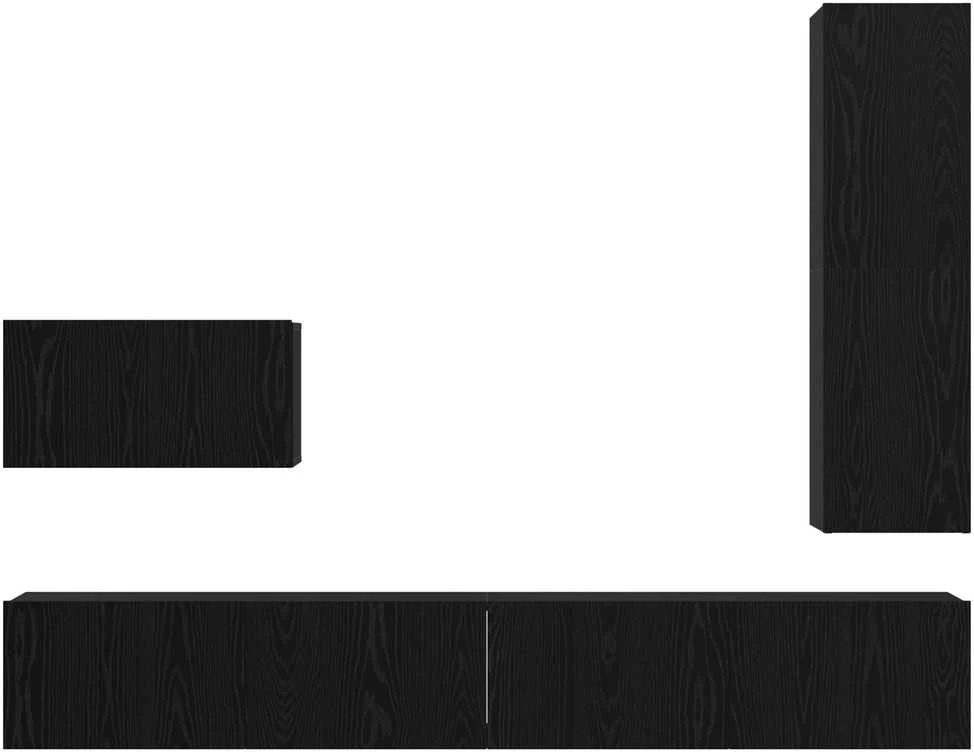 TV staliukas TV spintelių komplektas 4 vnt. Juodas ąžuolas Apdirbta mediena