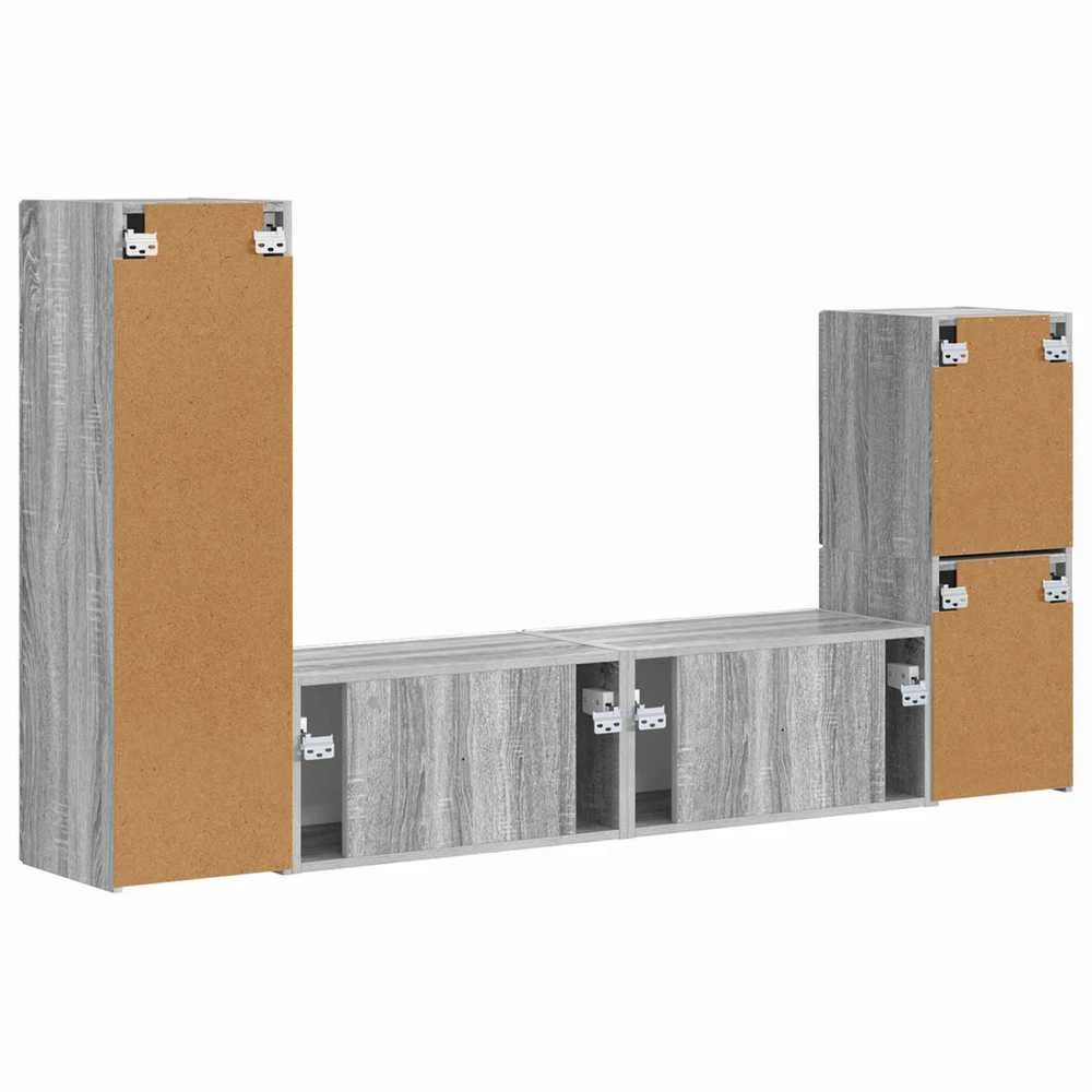 TV staliukas TV spintelių komplektas 4 vnt. Pilkas Sonoma Apdirbta mediena
