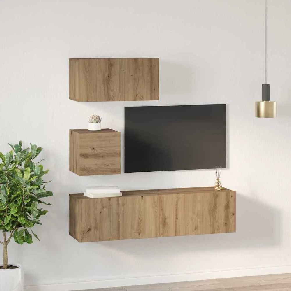 TV staliukas TV spintelių komplektas 4 vnt. Amatininkų ąžuolas
