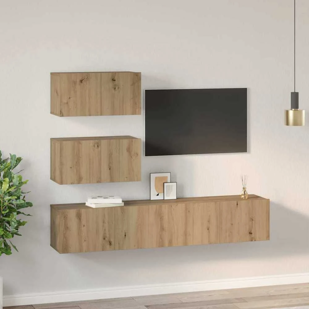 TV staliukas TV spintelių komplektas 4 vnt. Artisano ąžuolo Apdirbta mediena