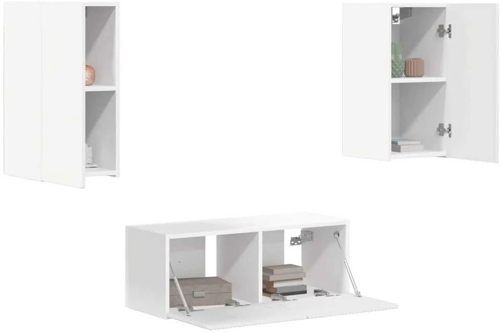 TV staliukas TV spintelių komplektas 6 pcs Balta Apdirbta mediena