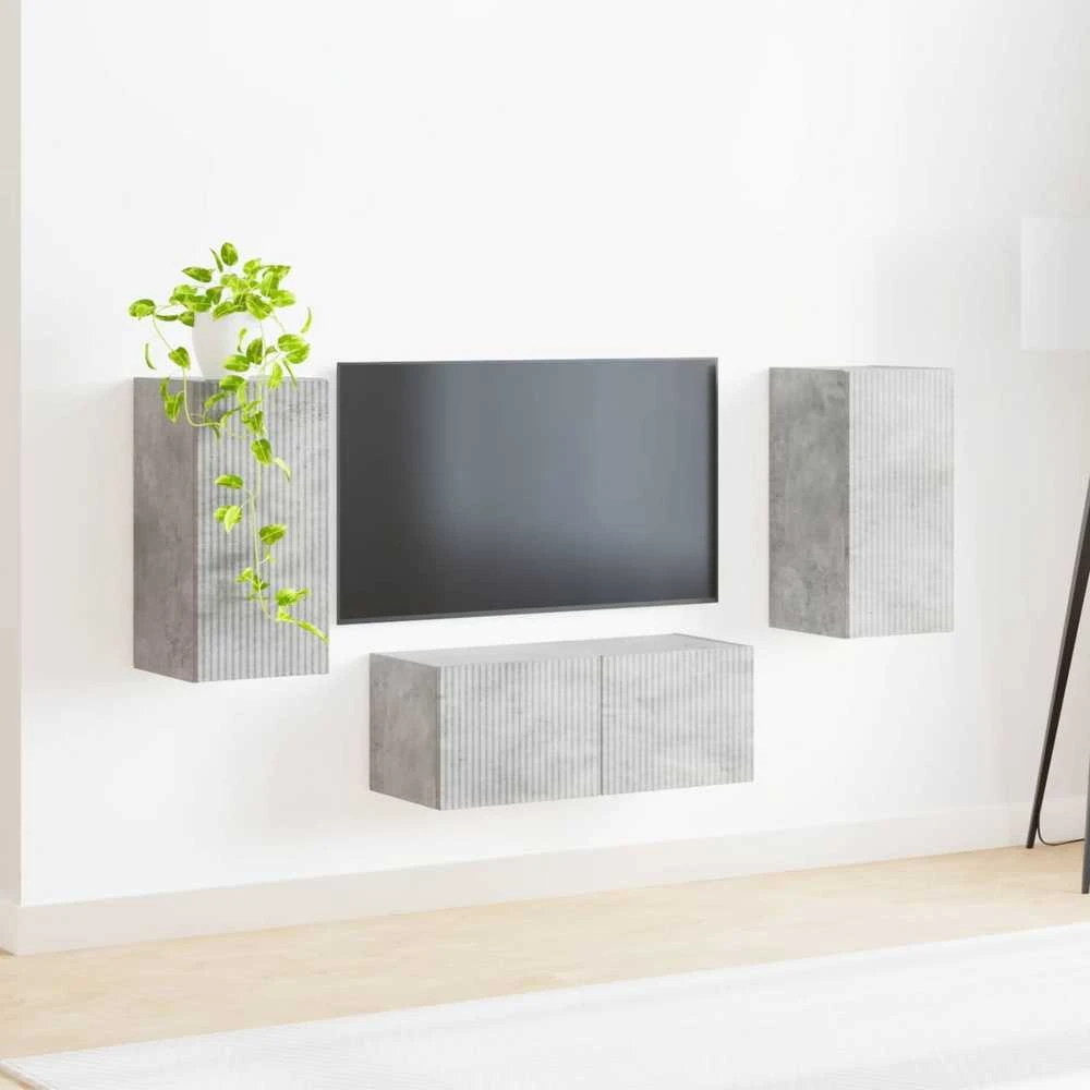 TV staliukas TV spintelių komplektas 6 vnt. Betono pilka Apdirbta mediena