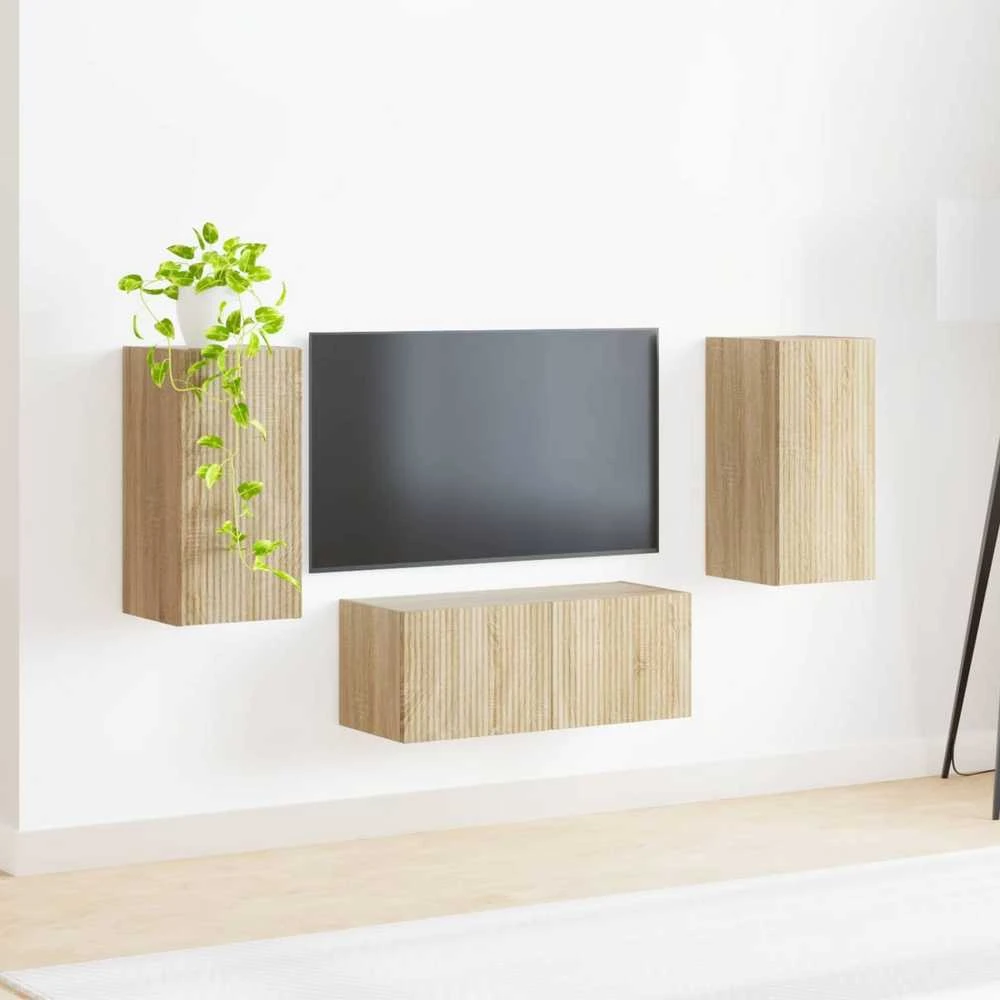 TV staliukas TV spintelių komplektas 6 vnt. Sonoma ąžuolas Apdirbta mediena