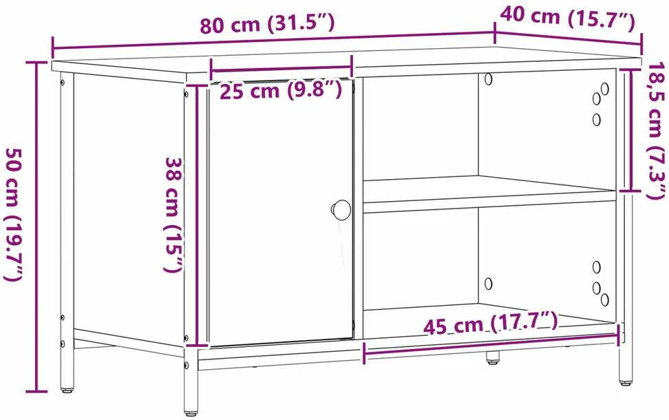 TV staliukas Televizoriaus spintelė 80 x 40 x 50 cm juoda ąžuolo