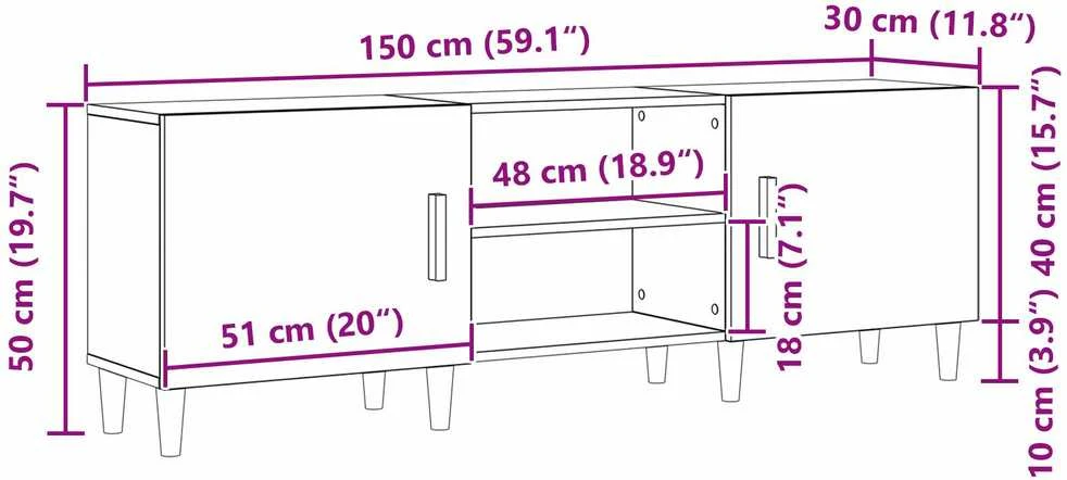 TV staliukas Televizoriaus spintelė 150 x 30 x 50 cm artisano ąžuolo