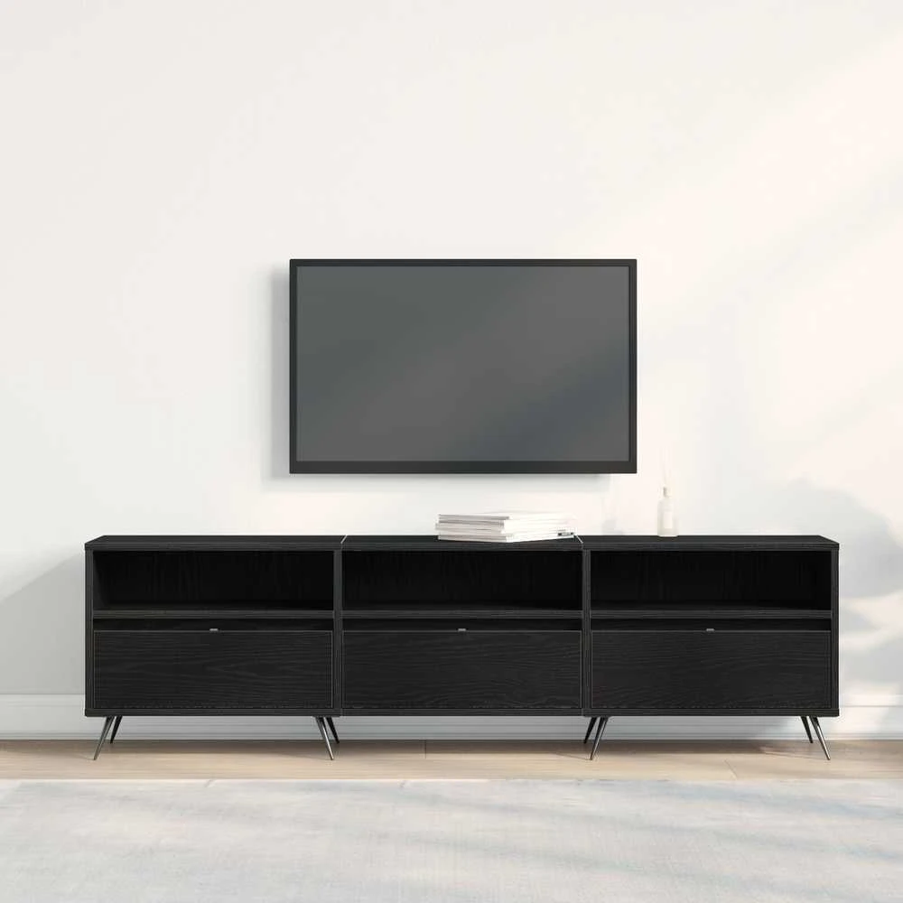TV staliukas Televizoriaus spintelė 150 x 30 x 44,5 cm juoda ąžuolo
