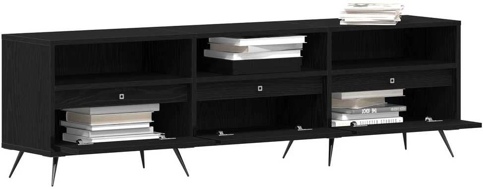 TV staliukas Televizoriaus spintelė 150 x 30 x 44,5 cm juoda ąžuolo