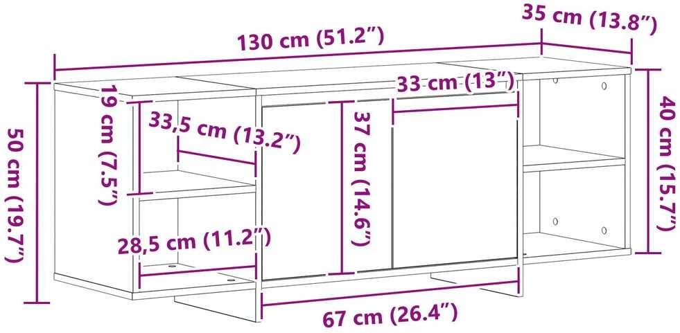 TV staliukas Televizoriaus spintelė 130 x 35 x 50 cm Juodojo ąžuolo