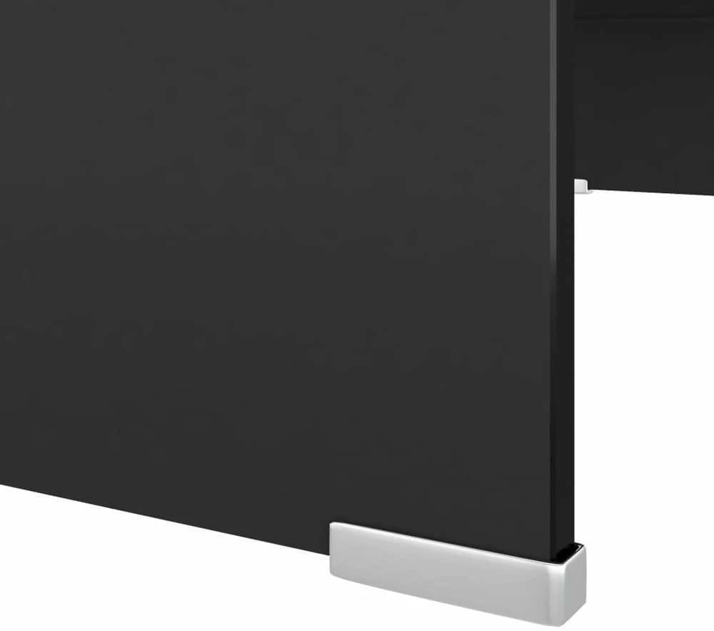 TV stovas/monitoriaus pakyla, juodas stiklas, 70x30x13 cm