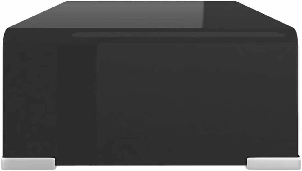 TV stovas/monitoriaus pakyla, juodas stiklas, 40x25x11 cm