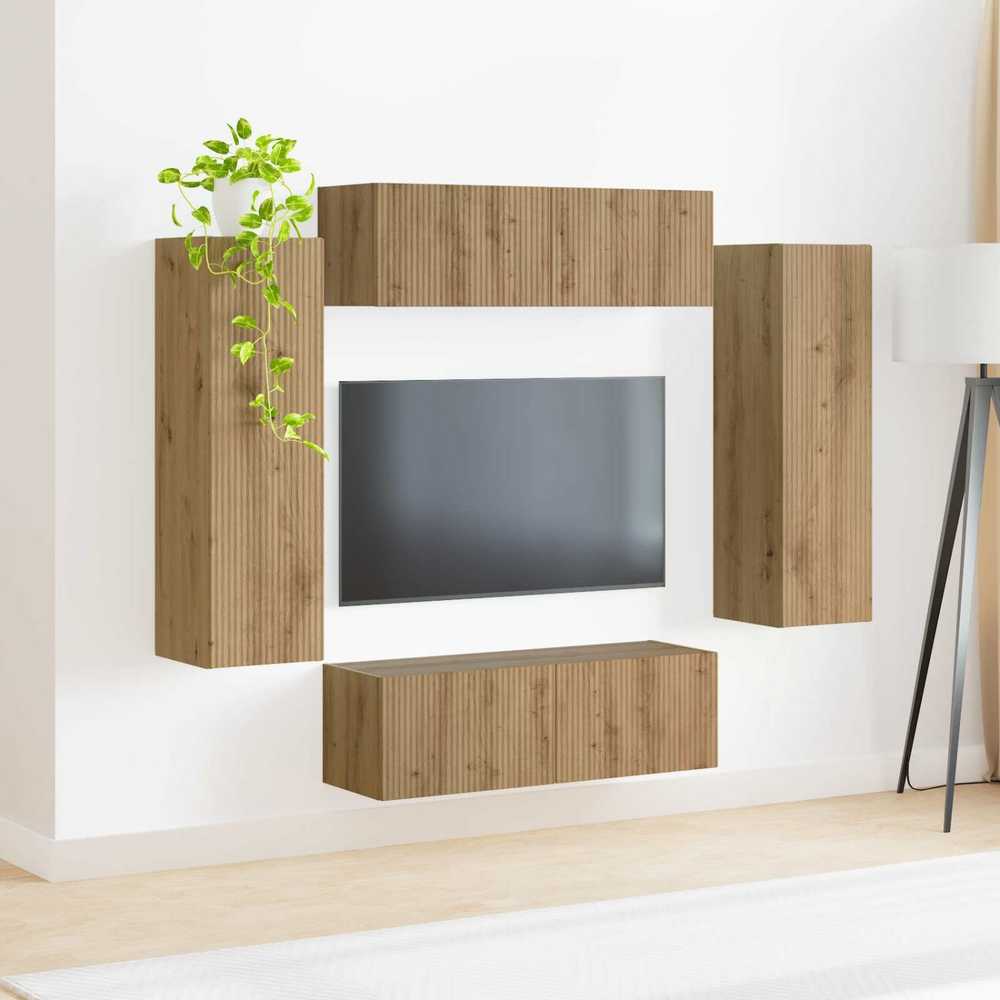 TV staliukas TV sieninio kabineto komplektas 4 pcs Amatininkų ąžuolas