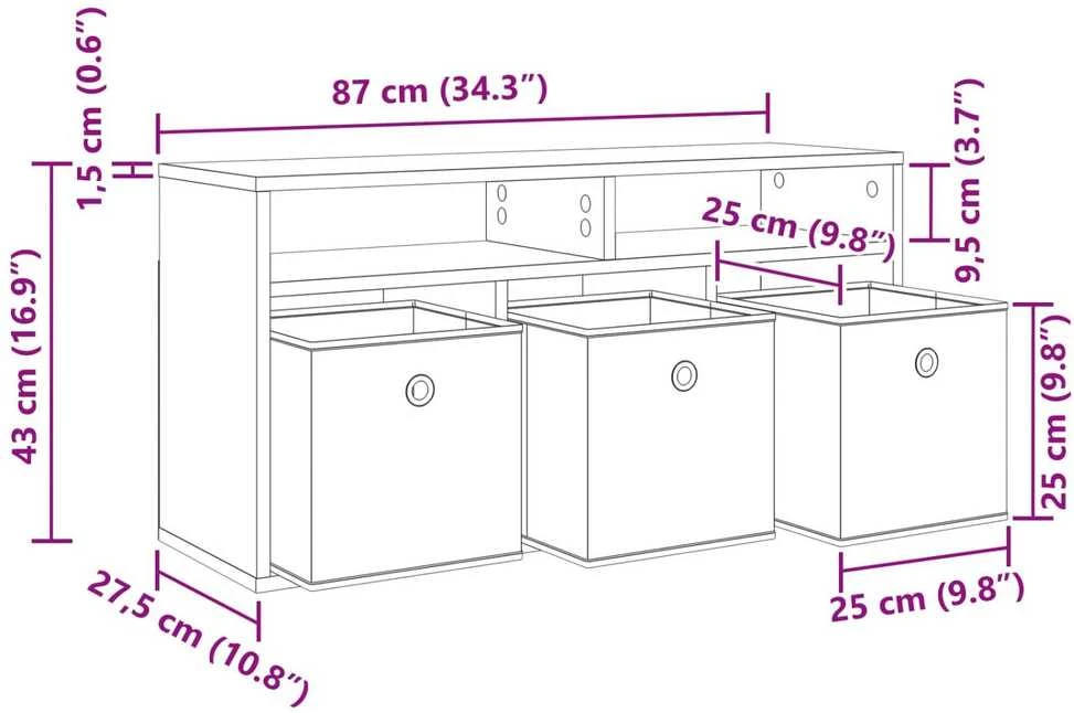TV staliukas Žemas stalas su stalčių Pilkas Sonoma 87 x 27,5 x 43 cm