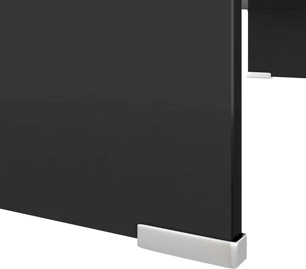TV stovas/monitoriaus pakyla, juodas stiklas, 80x30x13 cm