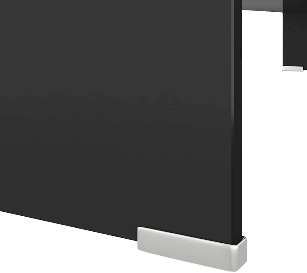 TV stovas/monitoriaus pakyla, juodas stiklas, 100x30x13 cm