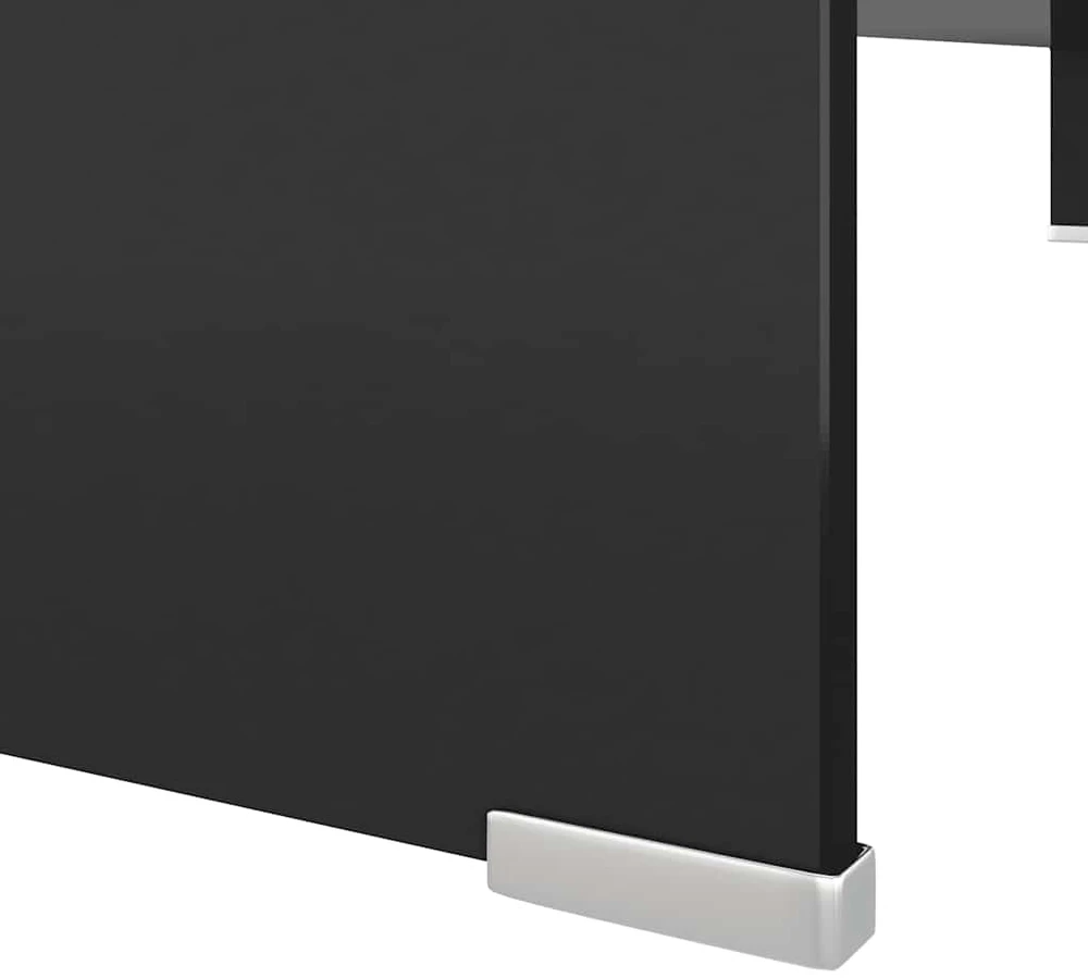 TV stovas/monitoriaus pakyla, juodas stiklas, 110x30x13 cm