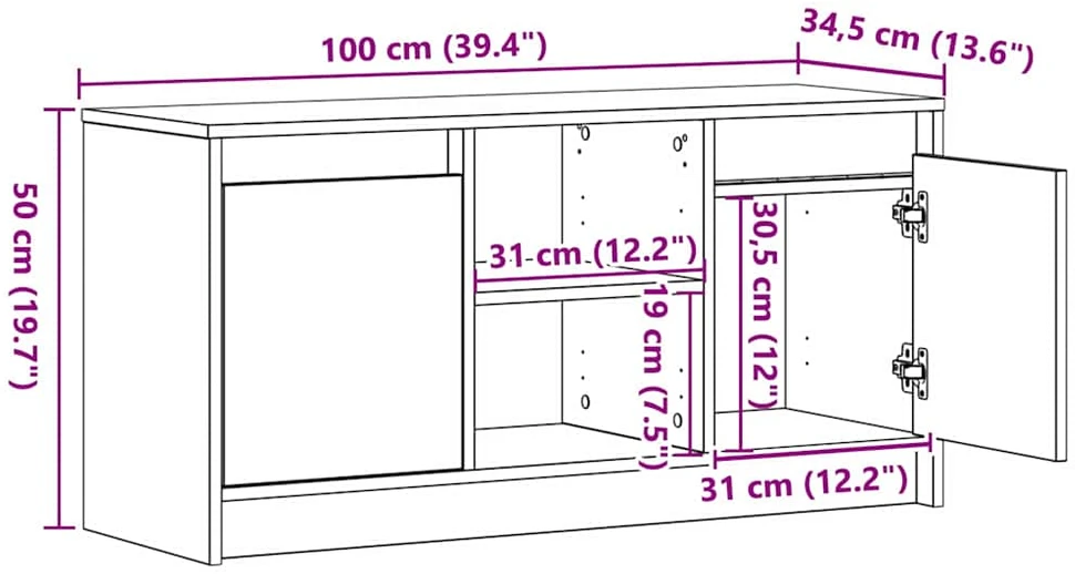 TV staliukas TV vienetai 100 x 34 x 50 cm Ruda Apdirbta mediena