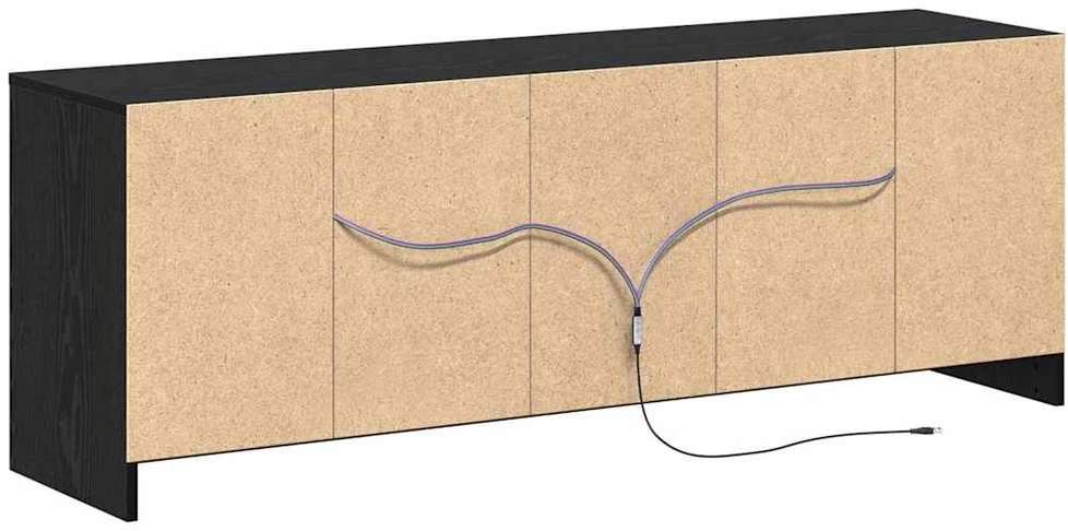 TV staliukas TV vienetai 139,5 x 34 x 50 cm Juoda Apdirbta mediena