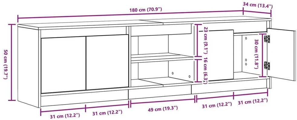 TV staliukas TV vienetai 180 x 34 x 50 cm Ruda Apdirbta mediena