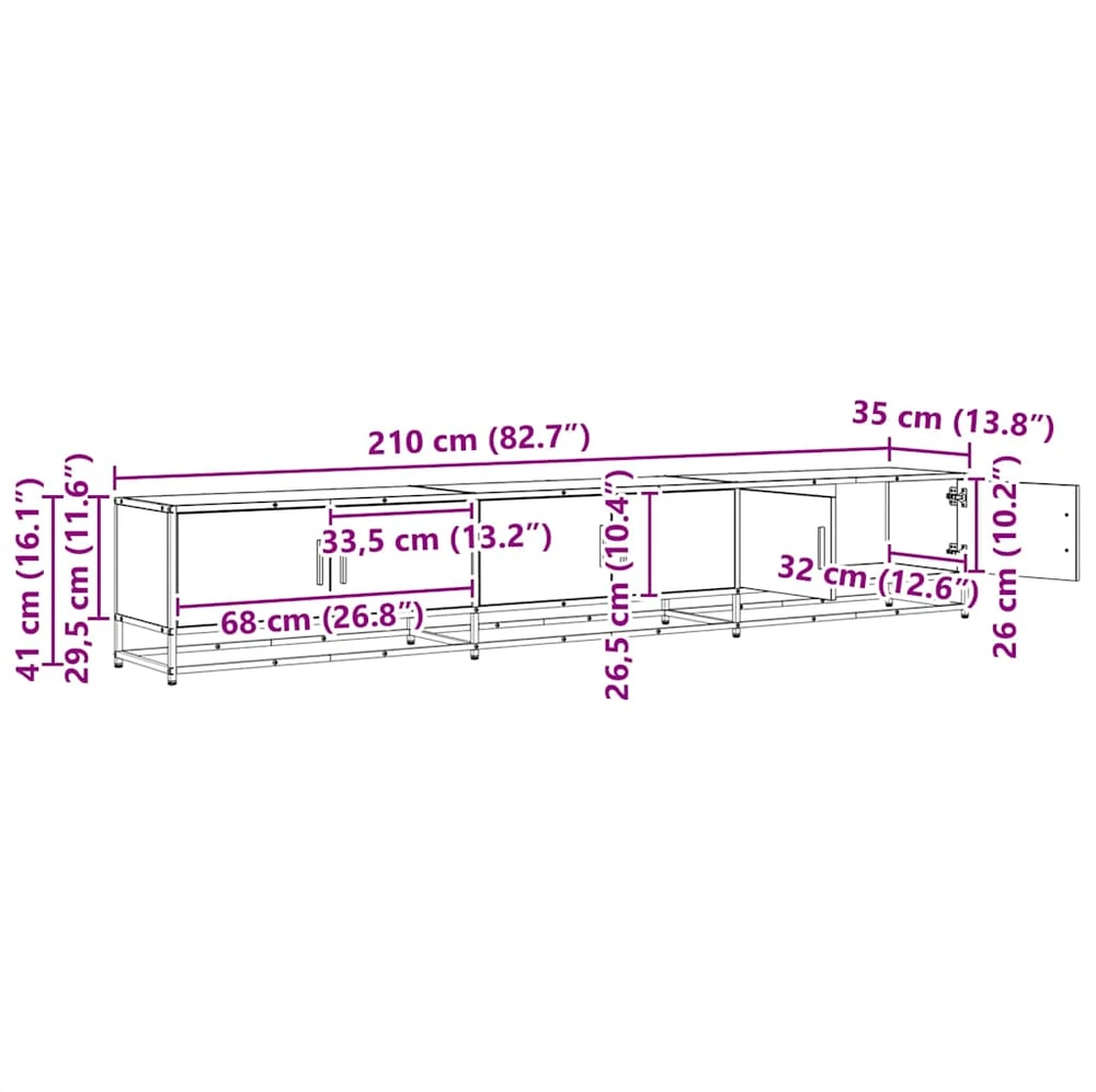 TV staliukas TV vienetai 210 x 35 x 41 cm Amatininkų ąžuolas
