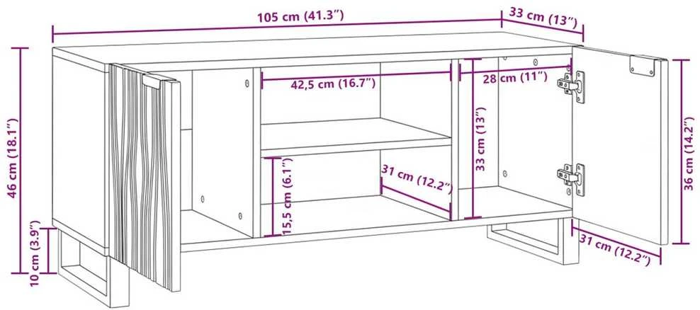 TV staliukas TV vienetai 105 x 33 x 46 cm Balta Apdirbta mediena