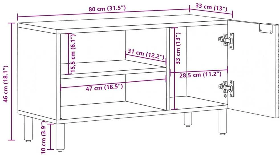 Televizoriaus spintelė Ruda 80 x 33 x 46 cm Kietas mango medis
