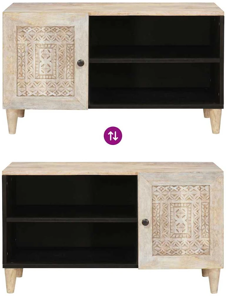 TV vienetai su lentyna Balta 80 x 33 x 46 cm Apdirbta mediena