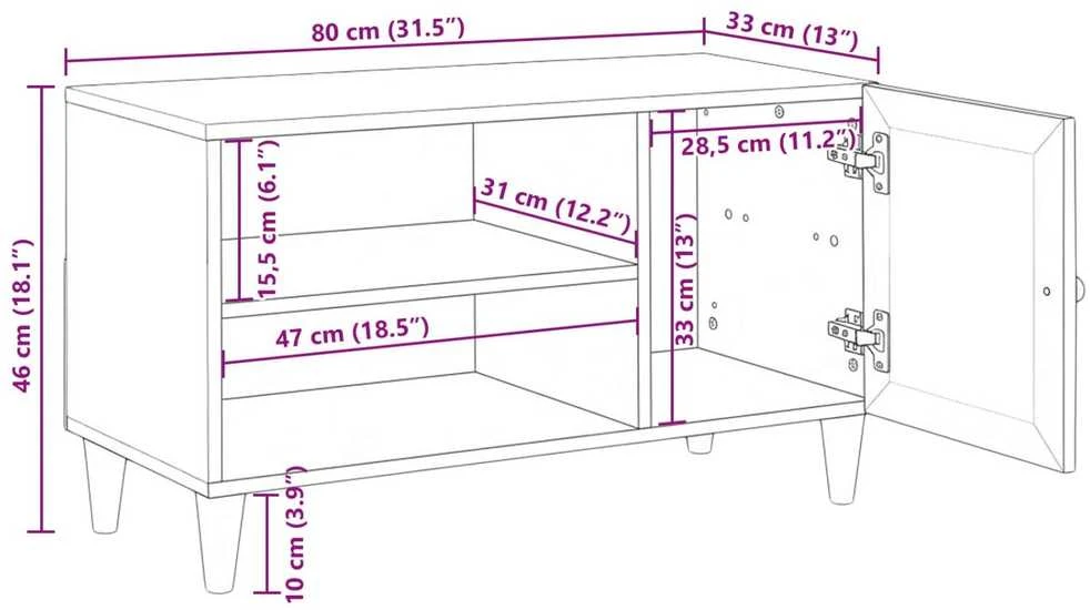 TV vienetai su lentyna Balta 80 x 33 x 46 cm Apdirbta mediena
