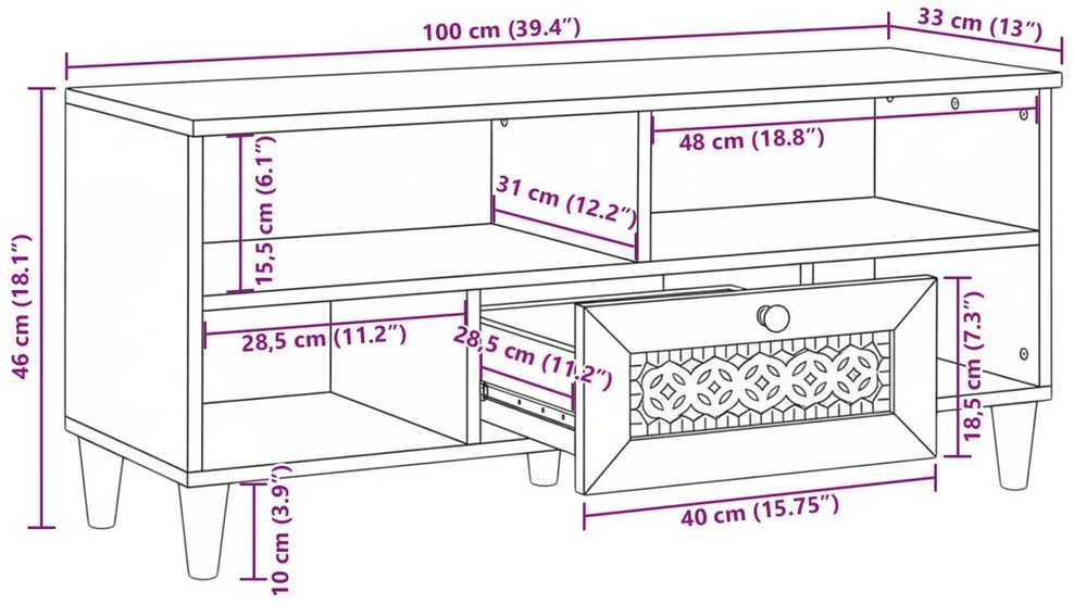 Televizoriaus spintelė Balta išblukinta 100 x 33 x 46 cm
