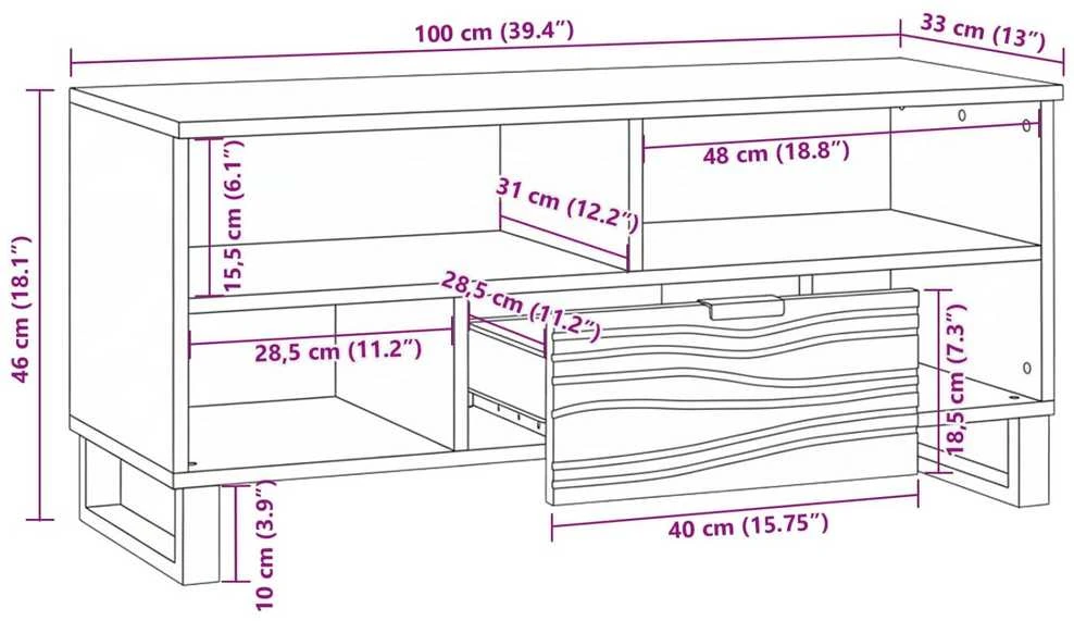 TV vienetai 105 x 33 x 46 cm Balta Apdirbta mediena