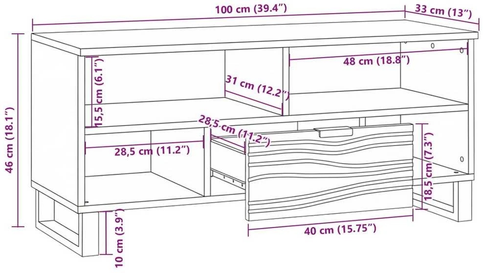 TV staliukas TV vienetai 105 x 33 x 46 cm graikinis riešutmedis