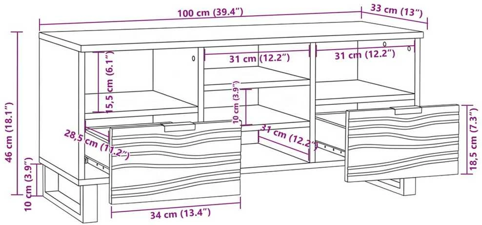 TV vienetai 100 x 33 x 46 cm graikinis riešutmedis