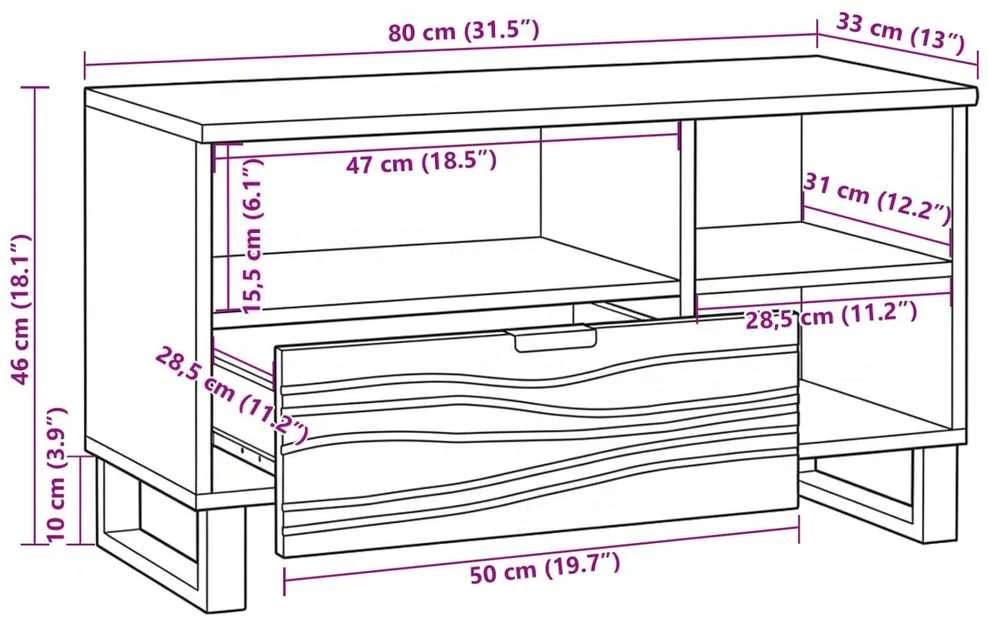 TV vienetai 80 x 33 x 46 cm Ruda Apdirbta mediena
